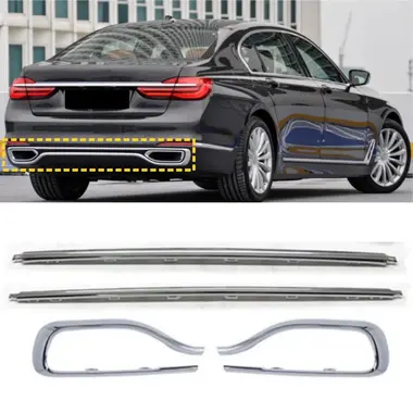 후면 범퍼 밝은 스트립 배기 포트 트림 스트립, BMW 7 시리즈 730Li 740 750 2016 2017 2018 2019