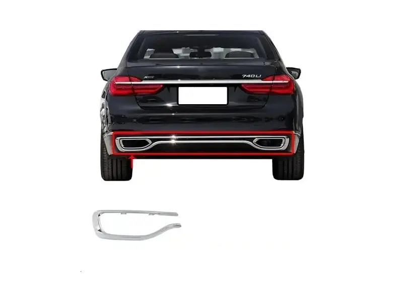 후면 범퍼 밝은 스트립 배기 포트 트림 스트립, BMW 7 시리즈 730Li 740 750 2016 2017 2018 2019